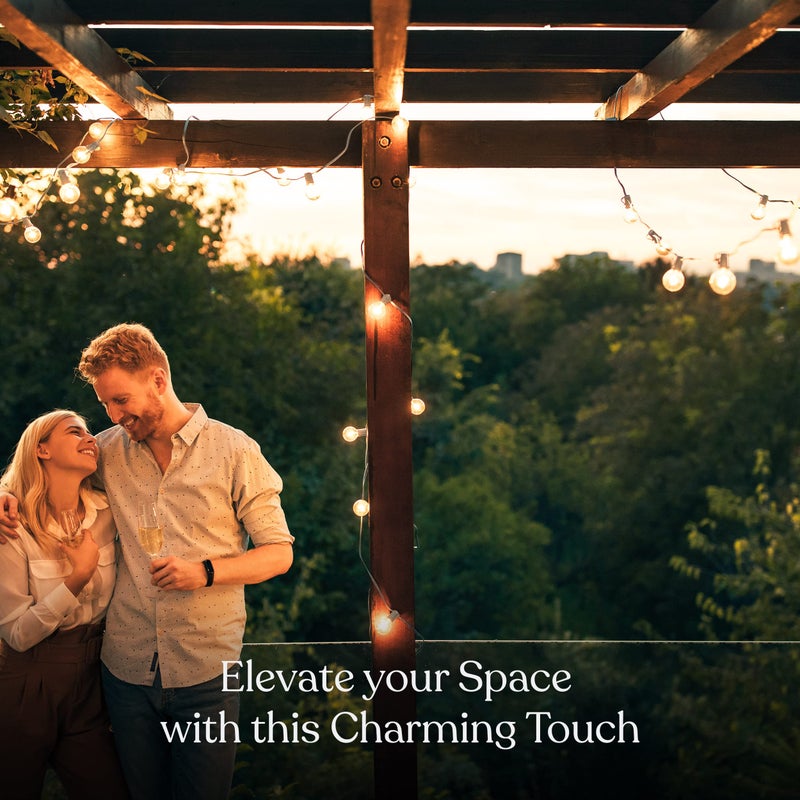 Brightech Ambience Pro LED String Lights - 26 Ft Commercial Grade Patio Lights Outdoor Waterproof - 12 Globe Porch String Lights for Outside, Backyard - 1W Vintage Edison Bulbs, Shine Bright, White - Image 2